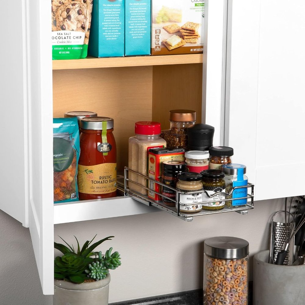 HOLDN’ STORAGE Pull Out Chrome Spice Rack Organizer for Cabinet,  6"